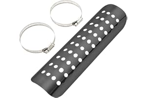 Wevdn Motorcycle Heat Shield, Aluminum Motorbike Pipe Heat Exhaust Heat Shield, Pipe Heat Shield Cover Guard Protector with 2 Stainless Steel Clamps, Motorcycle Accessories (Black)