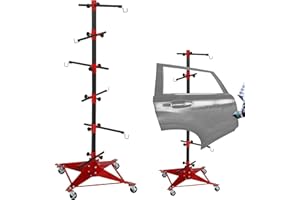 GTOUSE Panel Tree Paint Stand with 6 Hooks, Panel Holder Adjustable Center Post Hang Automotive Doors Fenders Bumpers (Height 47")