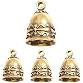 4 Pcs Vintage Brass Hanging Bells,Craft Ornaments for Home Decor | Antique Patina, Solid Build, Compact Size, Mount Loop, Bag Charm, Diy Jewelry