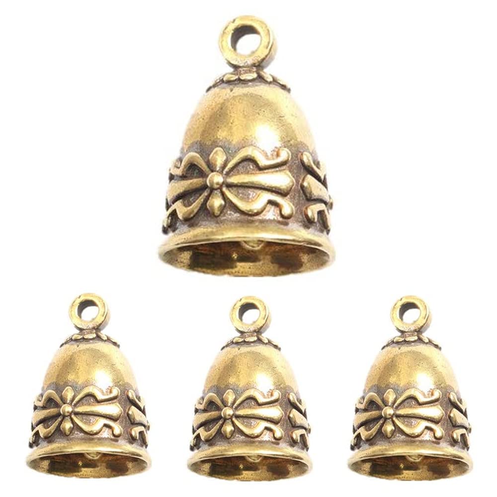 4 Pcs Small Bells Vintage Brass Hanging Bells for Home Decorations Crafts Ornaments Pendants for Keychain Christmas