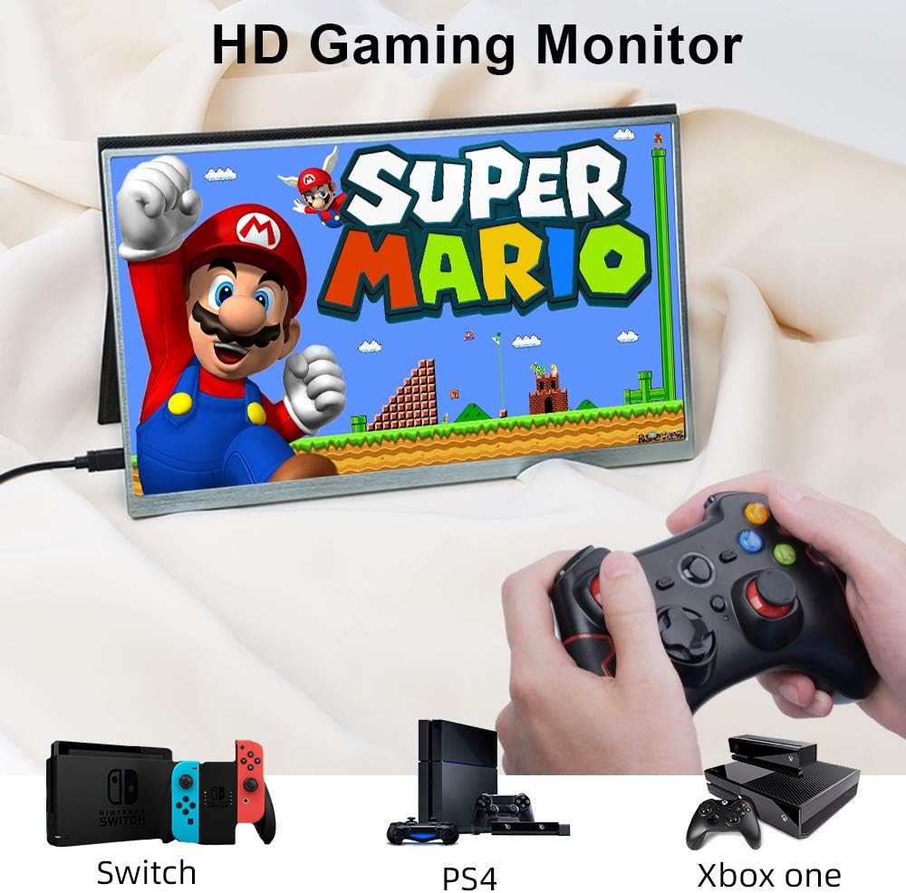 High Color Gamut Ultra Narrow Frame Portable Monitor HONGO 15 Inch IPS 1080P HDR Computer Gaming Monitor USBC Display for Laptop PC Phone Xbox PS4 Switch, Smart Cover Stand & Screen Protector Included: Computers & Accessories