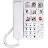 Corded Landline Phone for Seniors, Dementia/Alzheimers Phone for Seniors -Amplified Senior Phone -9 Picture Memory One-Touch Dial Telephone, Hands-Free Calling, Home House Phones for Senior