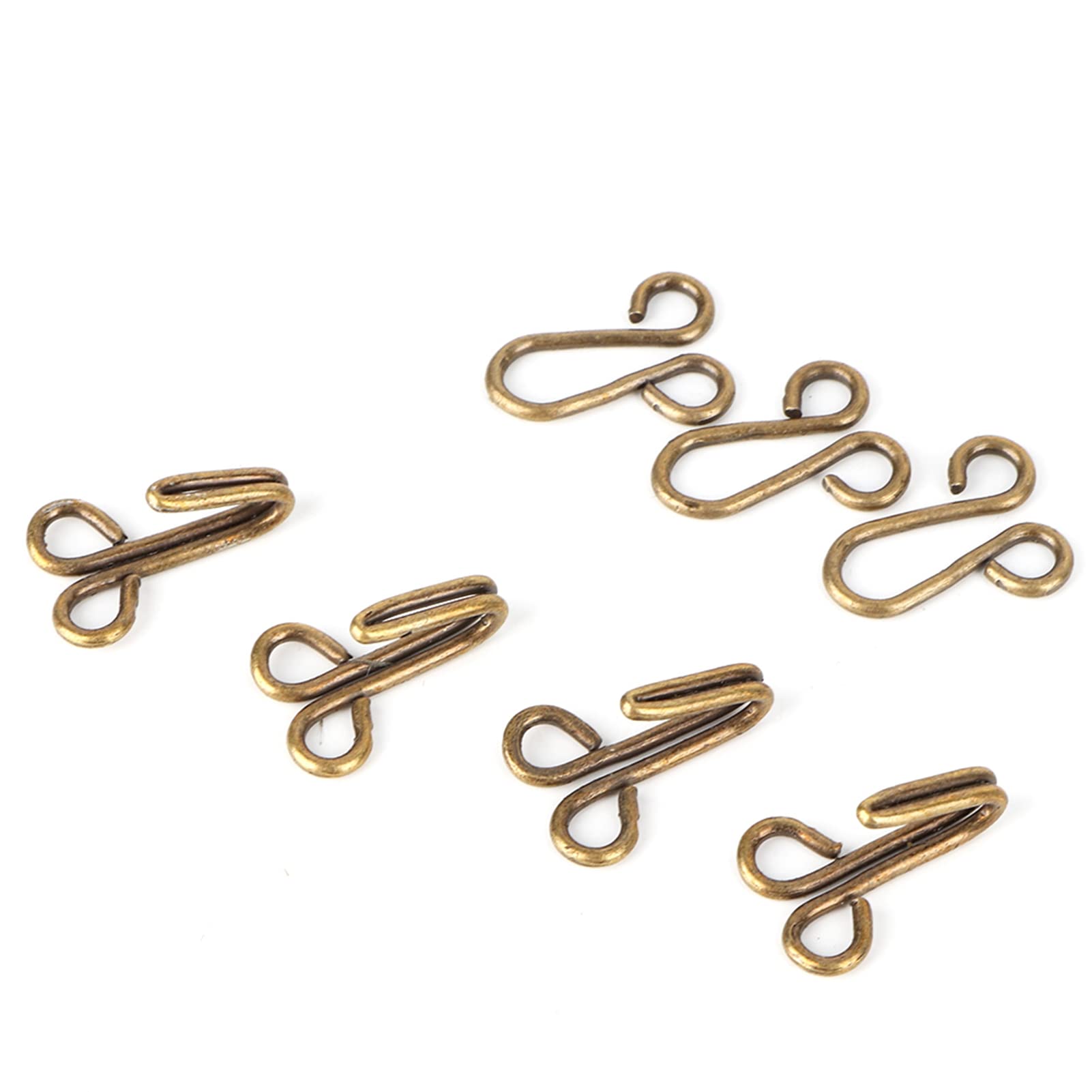 HEEPDD Sewing Hooks and Eyes Closure, 10 Pairs for Clothing Bra Fur Coat Jacket Cape Stole Bronze Sewing Hooks Coat Fastener for Bra Skirt Clothing Trousers Metal Eyes Fasteners