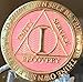 RecoveryChip 1 Year AA Medallion Reflex Pink Gold Plated Alcoholics Anonymous Chip