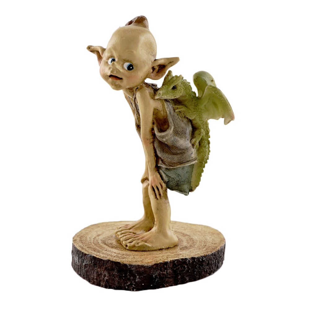 Top Collection Miniature Fairy Garden and Terrarium Statue, Garden Pixie Elf with Baby Dragon — image 1