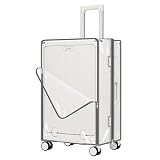 Yotako Clear Luggage Cover Protector with Front Pocket Zipper, 24 Inch Luggage Covers for Front Open Suitcase Wheeled Suitcase 24", No Disassembly