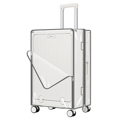 Yotako Clear Luggage Cover Protector with Front Pocket Zipper, 24 Inch Luggage Covers for Front Open Suitcase Wheeled Suitcase 24", No Disassembly
