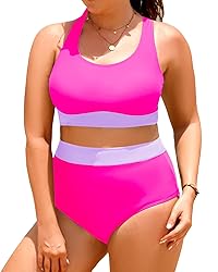Aqua Eve Plus Size Two Piece High Waisted Bikini
