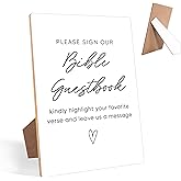 Minimalist Bible Guest Book Sign, Wedding Signs for Reception, Wedding Shower Decorations, 8 X 11" Wooden Wedding Table Signs Guest Book Sign for Party, Anniversary, Retirement, Graduation, 01