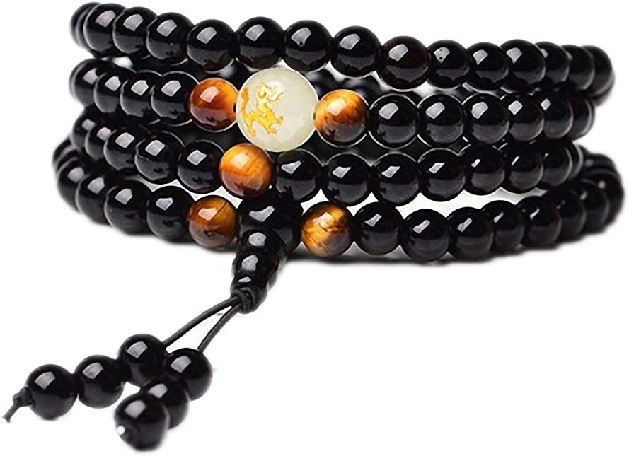 Dragon Black Buddha Beads Bangles & Bracelets Handmade Jewelry Ethnic Glowing in The Dark Bracelet for Women or Men