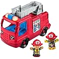 Fisher-Price Little People Toddler Toy Fire Truck Musical Push-Along Vehicle with 2 Figures for Pretend Play Ages 1+ Years