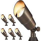 Gardencoin Solid Brass Outdoor Landscape Spotlights, 12V Heavy Duty Low Voltage LED Spot Light Waterproof for Garden and Yard Up Lighting, Bronze Accent Lighting Fixture Without Bulb, 6 Pack