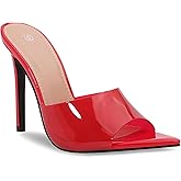 Shion ShaaYii Women Clear Pointed Toe Sandals Stiletto Heels Transparent Strap High Heels Slip on Mules for Women