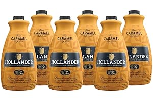 Classic Caramel Café Sauce™ by Hollander Chocolate Co. | Gourmet Caramel Sauce for Perfect for the Professional or Home Barista - Net Wt. 91oz / 64 fl Oz. Large Bottle (Case of 6)