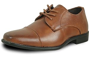 bravo! Boy Classic Slip On Loafer and Lace Up Oxford Dress Shoes Leather Lining Square Toe Black Brown