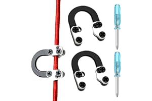 KURUGEILI 2 Sets Archery Metal U Nock D Loop for Compound Bow, Metal D Ring Material Archery Release Aids with Screwdrivers for Shooting Hunting ﻿