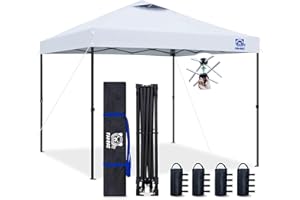 FANPAT 10x10 Pop Up Canopy Tent,300D Silver-Coating Top,1-Person Setup Pop Up Canopy Tent Instant Portable Shelter with 1-But