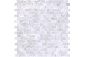 REOVATILE 5 - Sheets Peel and Stick Pearl Shells Backsplash Tiles, Stick on Backsplash for Kitchen, Bathroom, Bedroom (11.8"X11.8", White Nature)