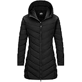 Outdoor Ventures Women's Long Hooded Lightweight Puffer Coat Quilted Insulated Winter Jacket