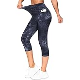 THE GYM PEOPLE Women's High Waist Tummy Control Capris Leggings