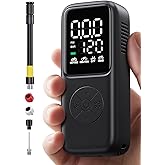 GPUTEK Mini Electric Bike Pump,120 PSI Bike Pump Portable with Guage Auto Stop, Bicycle Pump with Presta and Schrader, Bike Tire Pump Valve for Road Bicycle, Mountain Bike, E-Bike,Sports Ball