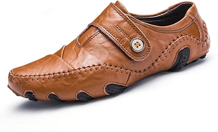 Amazon ヤク ドライビングシューズ モカシン マジックテープローファー スムーズメンズ 紳士靴 カジュアル 軽量 ビジネスシューズ オシャレ ビジカジ靴 防滑 防臭 メンズシューズ 出張 旅行 宴会 ラウンドトゥ 26 0 24 0 ブラウン ヤク ローファー スリッポン