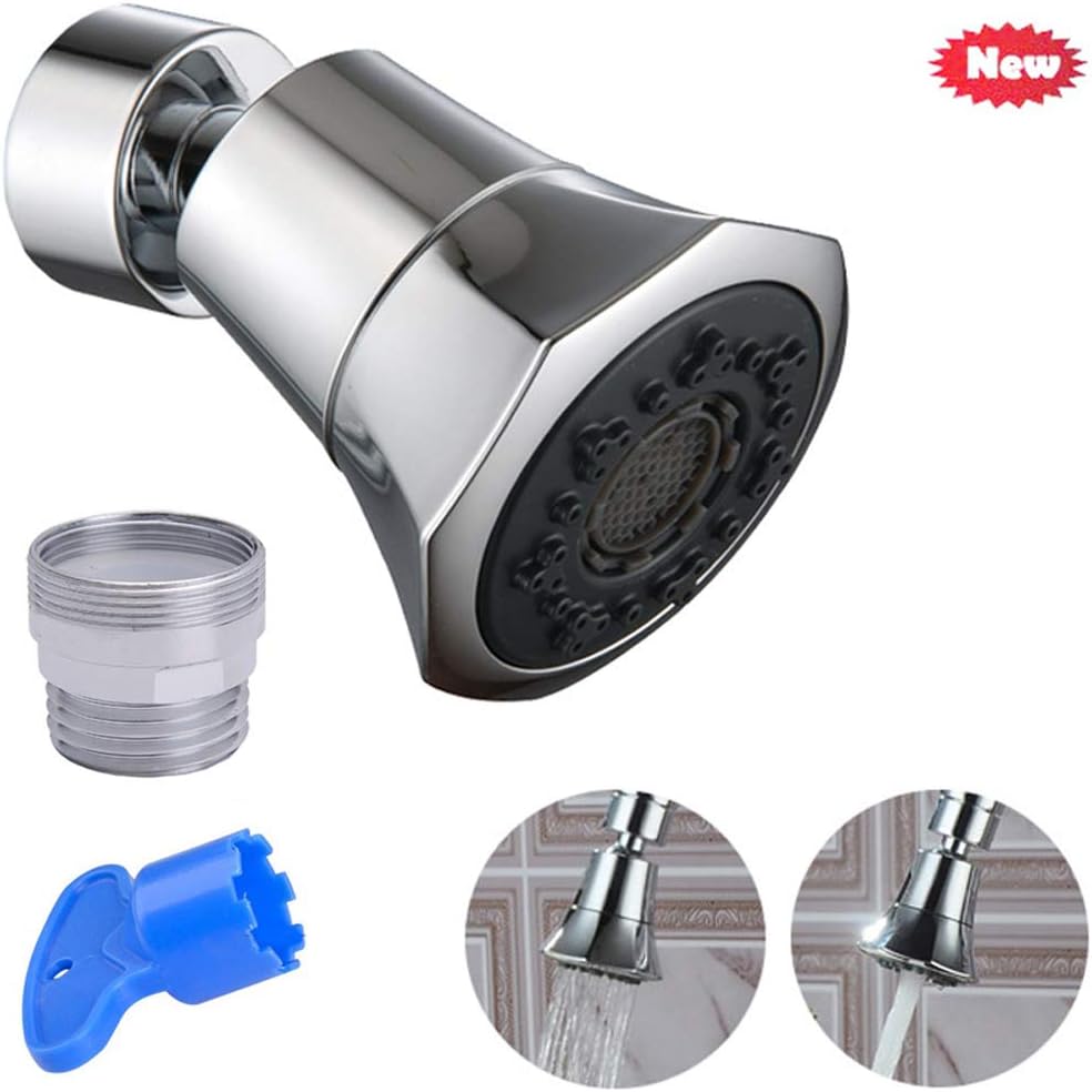 Kaxich New 360°Swivel Faucet Tap Aerator, Dual-Flow Brass Water Saving Faucet Splash-Proof Nozzle Filter Tap Adapter Booster for Bathroom Kitchen