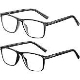 GOGELAS Bifocal Reading Glasses Men Women - Blue Light Computer Readers Progressive Clear Top Wide Frame Cheaters Eyeglasses