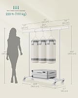 SONGMICS Clothes Rack on Wheels Heavy Duty 100 kg Extendable Rail 92-132 cm view 6