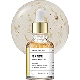 BOM COSMETICS Peptide Power Ampoule 1.01 Fl Oz, Penta-Peptide with 24k Gold Thread and 99% Pure Gold for Skin Collagen Boost, Firming Serum to Improve Elasticity and Radiance, Korean Skin Care