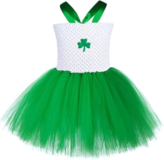 St. Patrick's Day Tutu Skirt For Kids - Green Fluffy 3-Layer Ballet Dance Skirt, Dress Up For Parties & Carnival