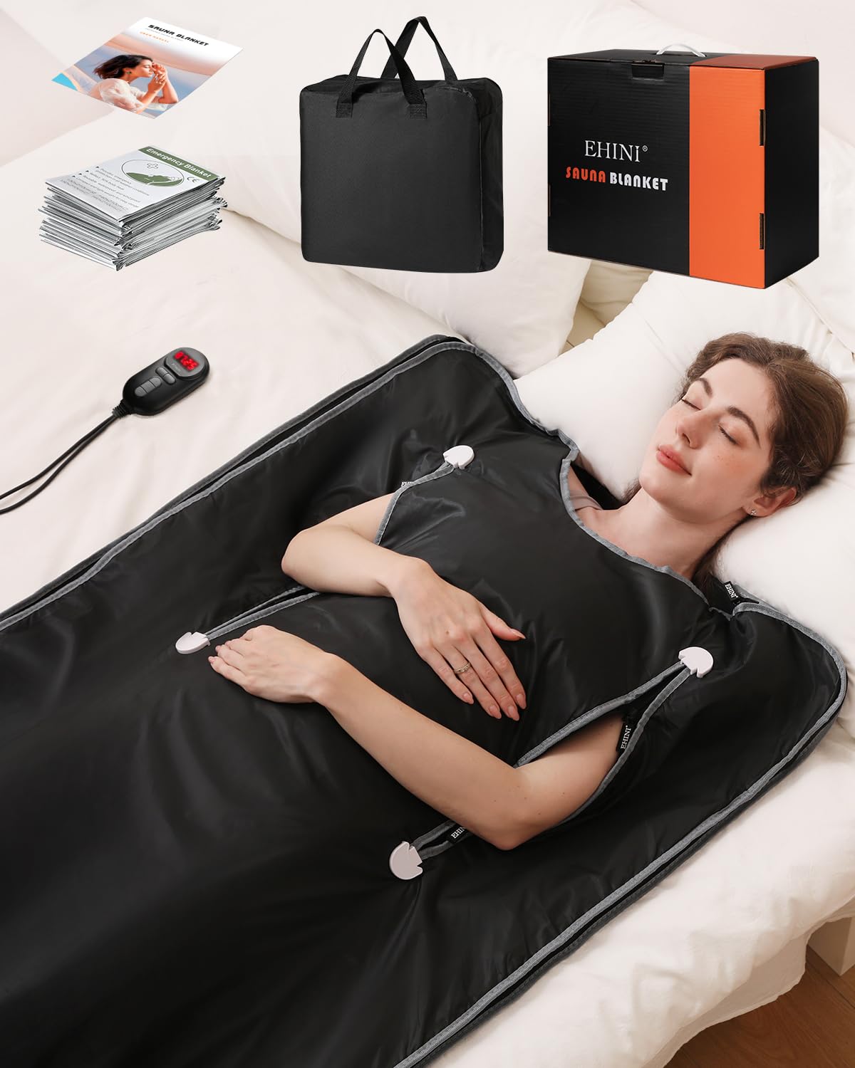 Photo 1 of EHINI Infrared Sauna Blanket-Sauna Blanket for Home Use, Portable Design for Relaxation and Detoxification Highest 176?, 20-60 Minutes Timer, 6 ft x 2.65 ft?Black?