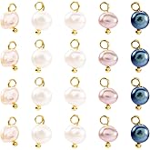Cheriswelry 20Pcs Natural Freshwater Cultured Pearl Pendants 10mm Pearl Connector Charms with Double Loops for DIY Necklaces Bracelets Earrings Jewelry Making Summer Decor
