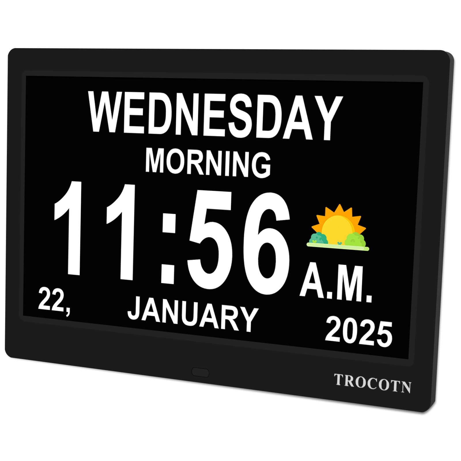 TROCOTN Dementia Clocks, Digital Clock with Date and Day for Elderly, Alzheimers Day Clock Large Display Calendar Clocks (10 Inches Black)