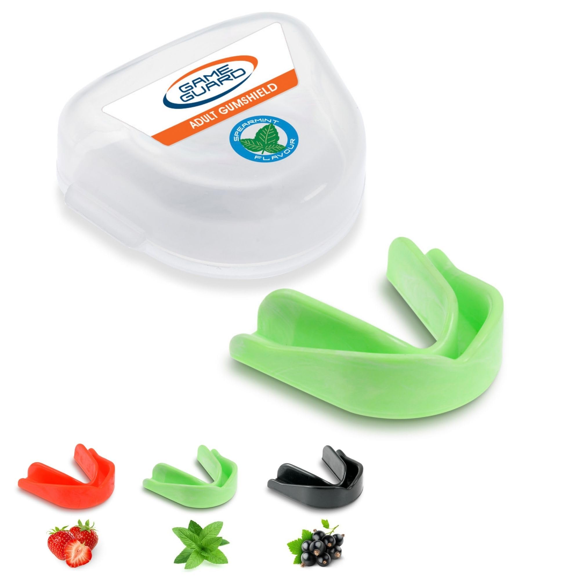 GAME GUARD Sports Mouthguard – Easy Fit Boil & Bite Gum Shield for Adults & Teens (Age 13+) – Mouth Guard for Rugby, Hockey, GAA – Ideal for Schools and Clubs (Mint Flavour)