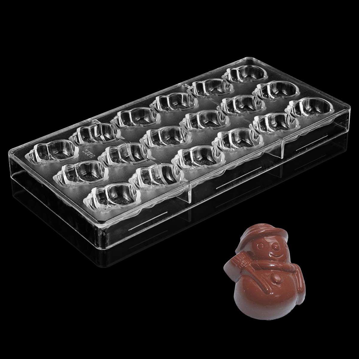 Jeteven Christmas snowman Clear Polycarbonate Chocolate Mold Jelly Candy Making Mold 18-Piece Tray