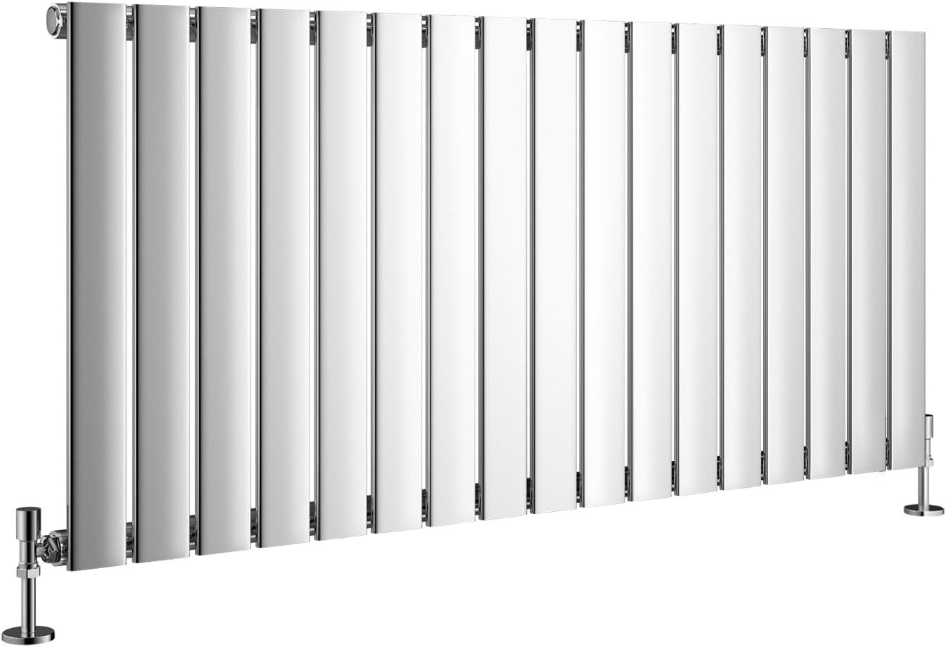 NRG 600x1156mm Horizontal Flat Panel Designer Modern Bathroom Central Heating Radiator Chrome Single Column for Living Room and Kitchen - Image 4