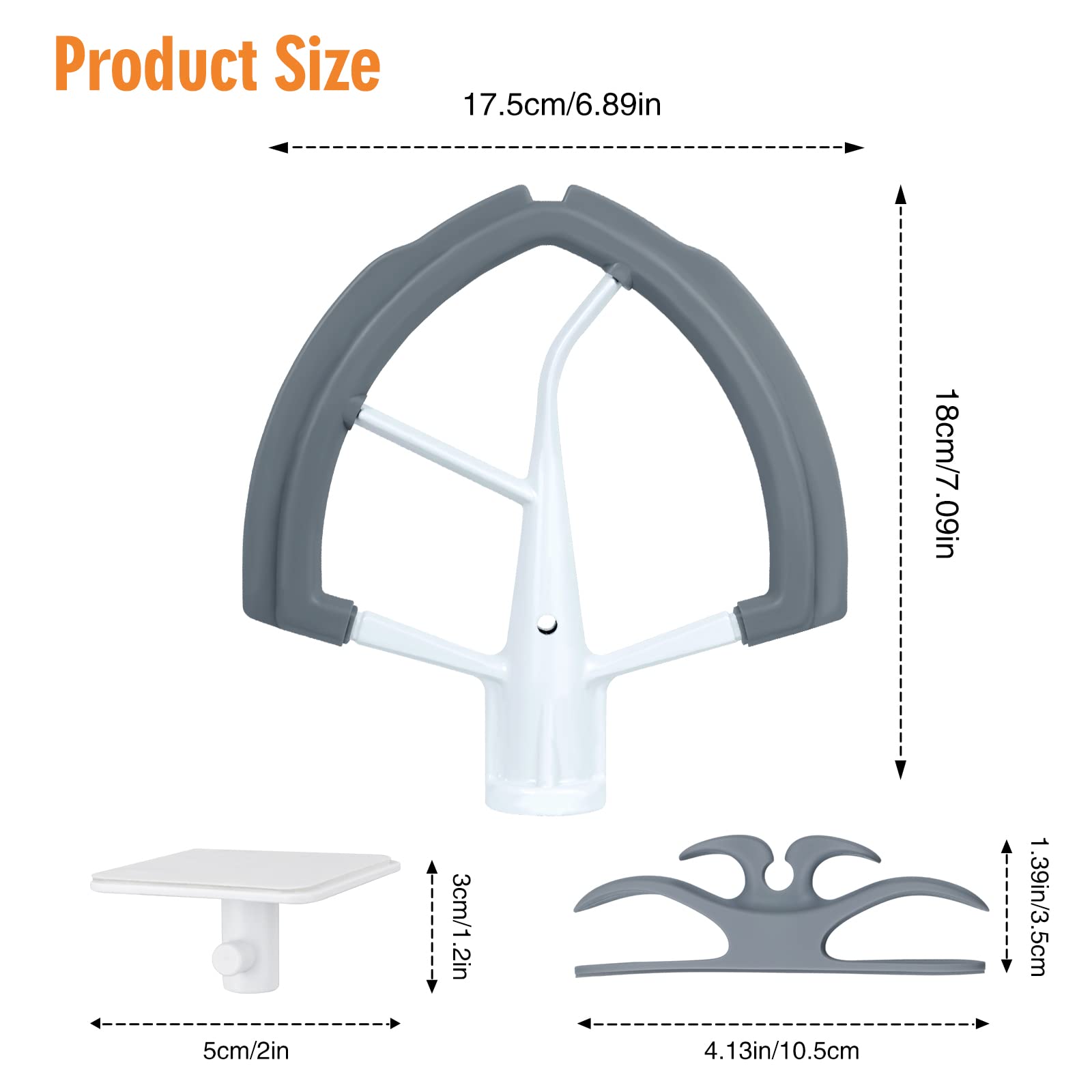 Flex Edge Beater for KitchenAid 6 QT Bowl-Lift Stand Mixer with 2 Kitchen Accessories, Flat Beater Paddle with Flexible Silicone Edges Bowl Scraper, Kitchen Aid Mixers Accessories