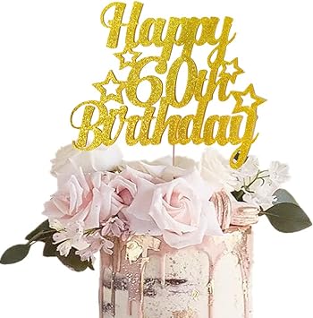 Jevenis Gold Glitter Happy 60 Birthday Cake Topper 60 Cake Topper 60 Decorazioni Per Torte Di Compleanno Amazon It Giochi E Giocattoli
