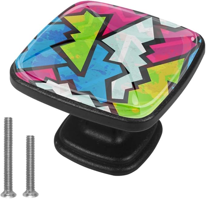 Tirador de puerta de cajón con diseño de graffiti de colores para