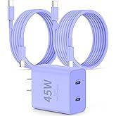 QZIIW i Phone 16 15 Charger Fast Charging, 45W Dual Port USB C Fast Charger Block & Extra Long 60W 3FT+ 6 FT USB C Cable - PD