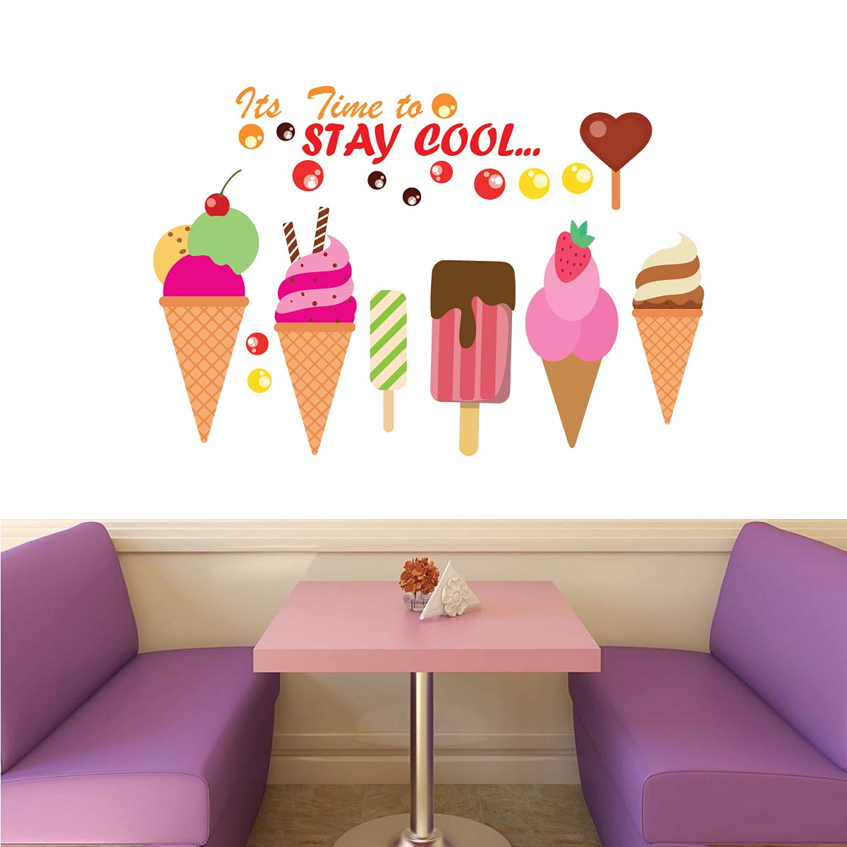 woopme Cool Ice Cream Wall Stickers for Shops Parlor Bakery Hall Home