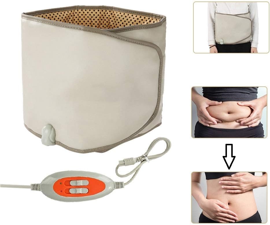 Slimming Belt with Hot Compress & Vibrating Massage Function Weight Losing Health Care Tools Heating Massager Fitness Device(Brown): Home & Kitchen