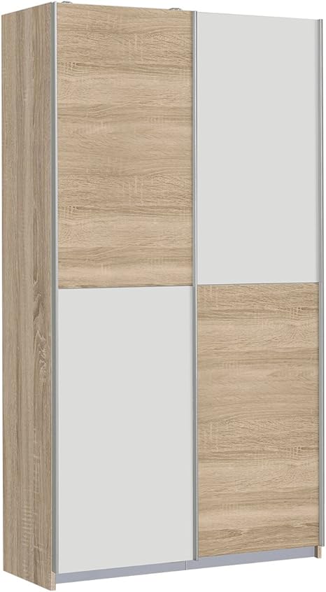 Mobelando Schwebeturenschrank Kleiderschrank Schweber Schrank Schlafzimmer Elene I Sonoma Eiche Weiss Amazon De Kuche Haushalt
