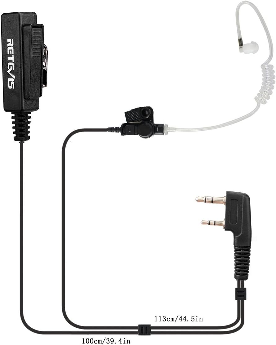 Retevis Walkie Talkie Earpiece, Compatible with RT24 RT27 RT622, BF-888S UV-5R, Kenwood, HYT 2 Way Radio, Big Size PTT - Image 4