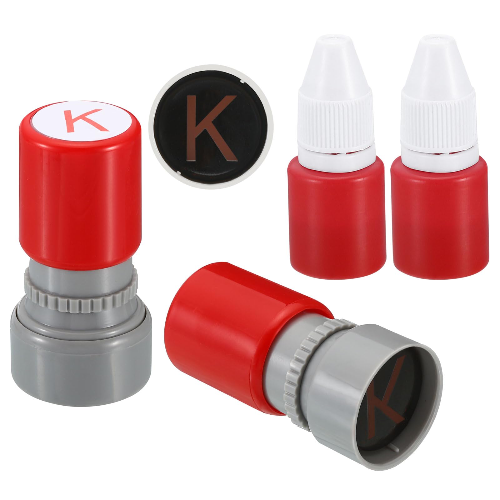 PATIKIL Letter Stamps Self Inking, 2 Pack Character K Alphabet Teacher Stamp Initial Stamp Mini Ink Stamp for Class Notebook Scrapbooking DIY Craft, Red Ink