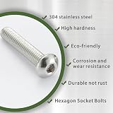 AMLOOPH M5 x 25mm Hex Socket Button Head Bolts 304 Stainless Pack 20 view 5