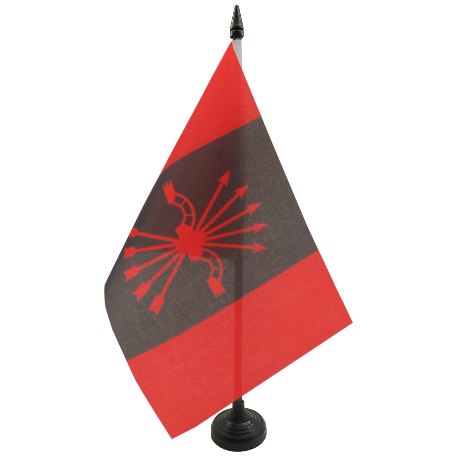 AZ FLAG Falange Española de las JONS Table Flag 5'' x 8'' - Falangists Office Decoration 100% Polyester 21 x 14 cm - Mini Desk Flag with Pole and Black Plastic Base