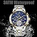 Watches for Men,LIGE Stainless Steel Waterproof Automatic Mechanical Watch Moon Phase Gents Fashion Casual Skeleton Tourbillon Wrist Watch Gold Blue