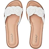 Luoika Women's Wide Width Flat Slides Sandals, Casual Comfortable Summer Beach Shoes Slip on Slide Sandal for Women.